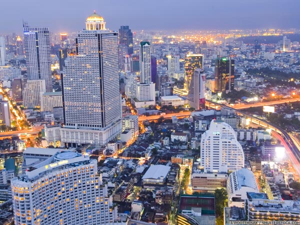 Bangkok CBD central business district seen from the air