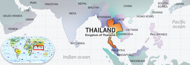 Map of Asia with Thailand’s location